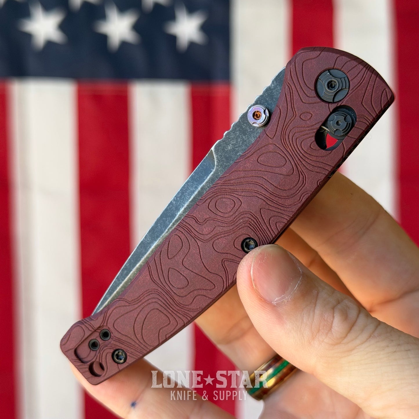 Hogue Mysto (Fire) 3.4″ Clip Point Knife, Redstone Fire Richlite Handle, CPM MagnaCut Blade, Made in USA (24452)