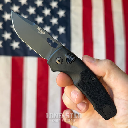 Hogue SIG K365A Auto Knife – 2.75” MagnaCut Blade, Black Polymer Handle, Button Lock – Made in USA (16330)
