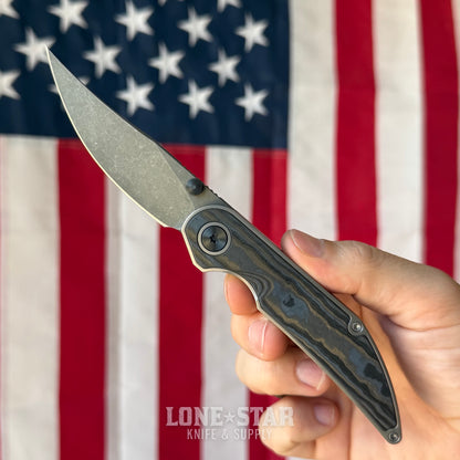 Hypercut MFG Bikkhu, CPM-S45VN Flipper, Titanium Frame, Tactical Gray Fat Carbon Inlay, Zirconium Accents, Serial 0192 - Made in USA