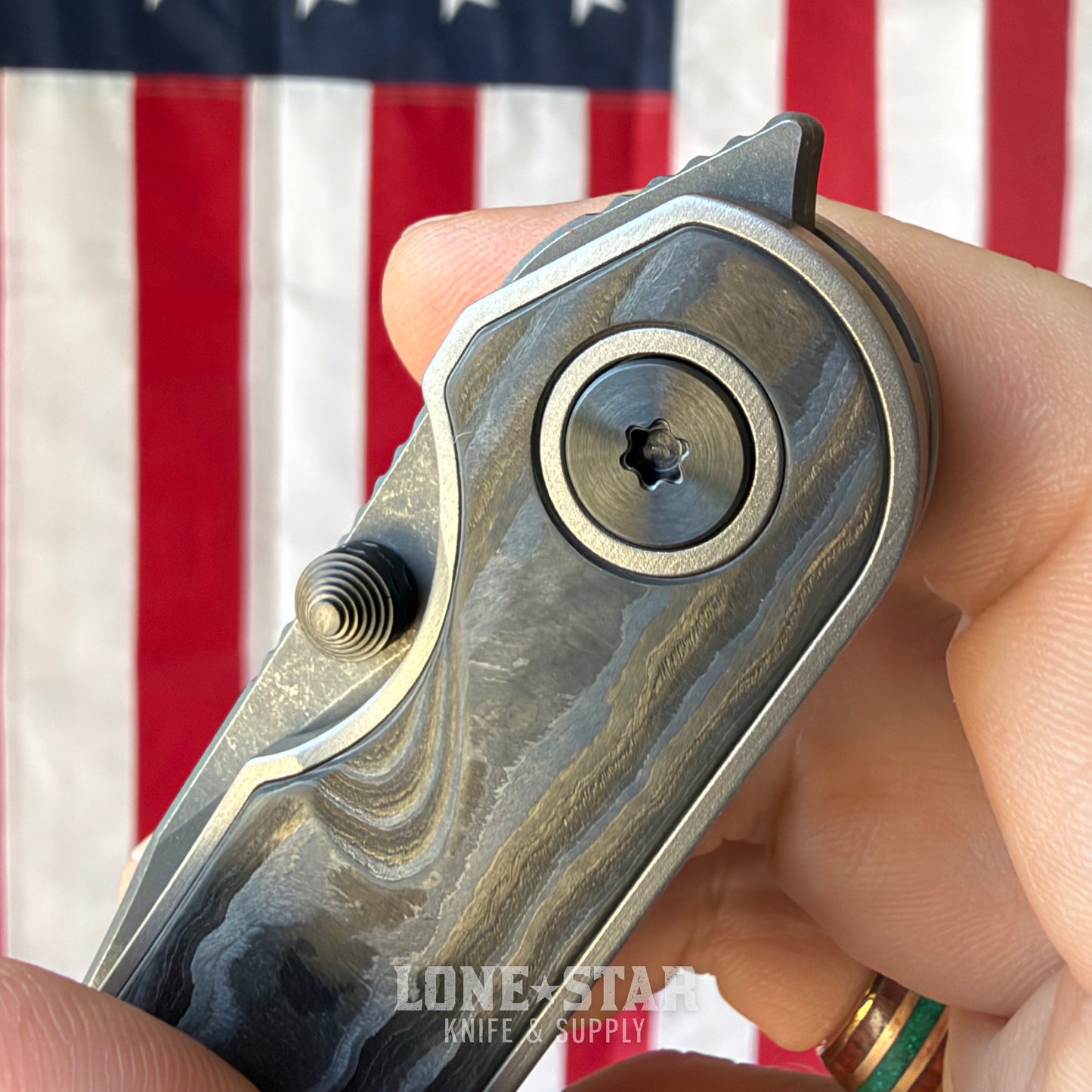 Hypercut MFG Bikkhu, CPM-S45VN Flipper, Titanium Frame, Tactical Gray Fat Carbon Inlay, Zirconium Accents, Serial 0192 - Made in USA