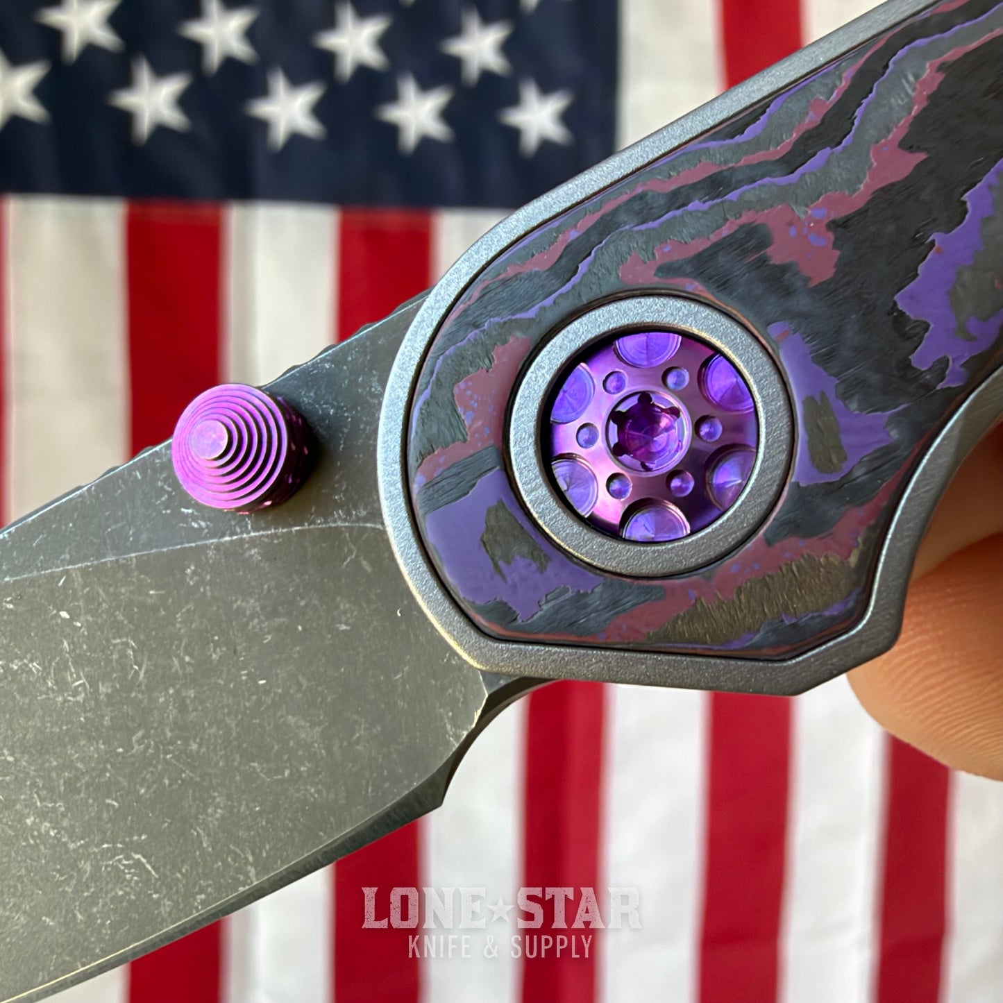 Hypercut MFG Bikkhu, CPM-S45VN Flipper, Titanium Frame, Purple Fat Carbon Inlay, Serial 0194 - Made in USA