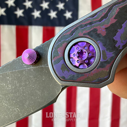 Hypercut MFG Bikkhu, CPM-S45VN Flipper, Titanium Frame, Purple Fat Carbon Inlay, Serial 0194 - Made in USA