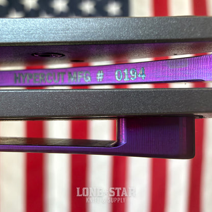 Hypercut MFG Bikkhu, CPM-S45VN Flipper, Titanium Frame, Purple Fat Carbon Inlay, Serial 0194 - Made in USA