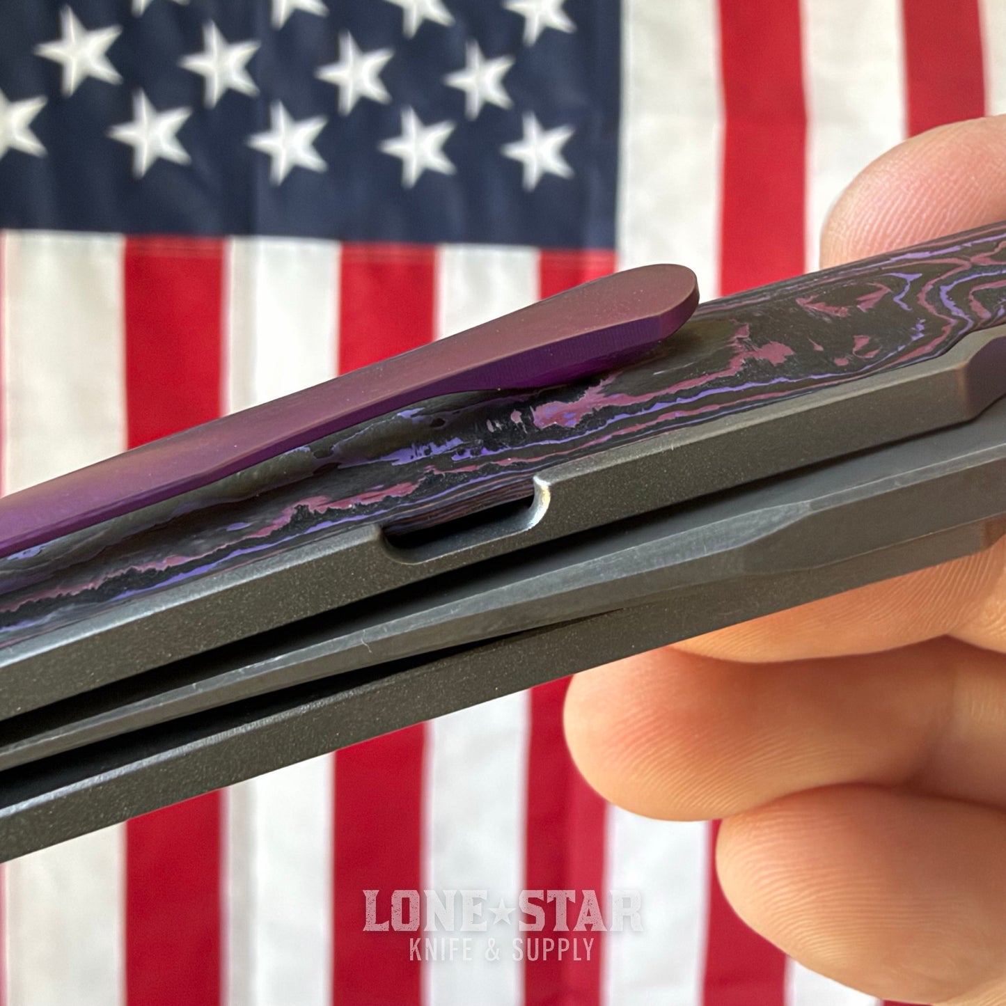 Hypercut MFG Bikkhu, CPM-S45VN Flipper, Titanium Frame, Purple Fat Carbon Inlay, Serial 0194 - Made in USA
