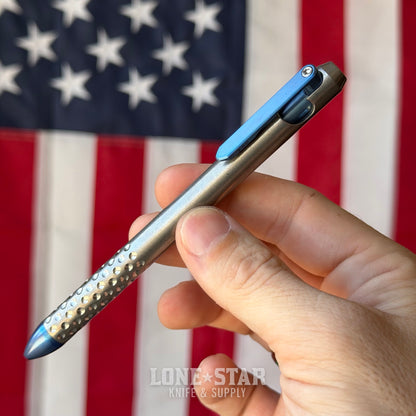 Hypercut MFG Nackt Pen, Machined Titanium Bolt Action, Pilot G2 Refill - Made in USA