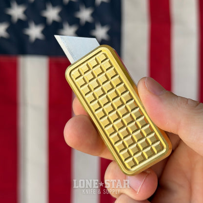 Rivery MFG Zero V2 Utility Knife, Grenade Pattern, Solid Brass - Made in USA