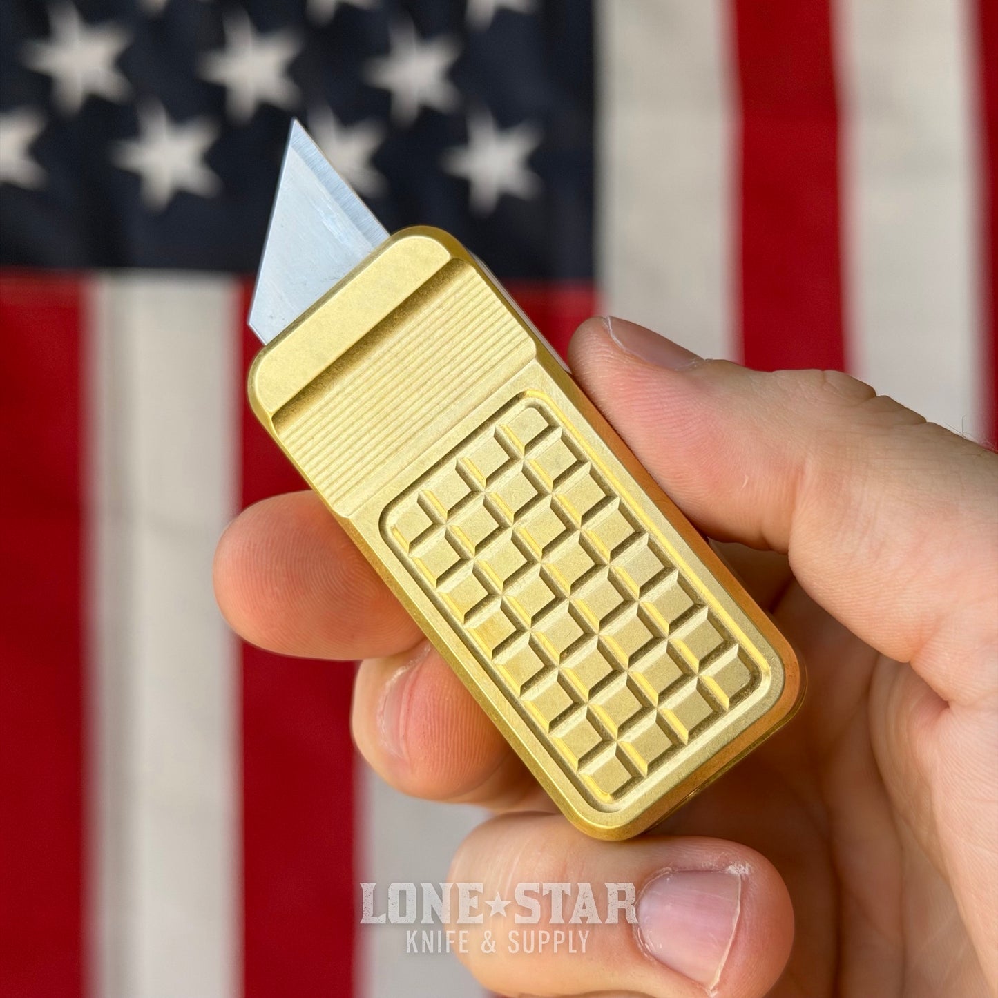 Rivery MFG Zero V2 Utility Knife, Grenade Pattern, Solid Brass - Made in USA