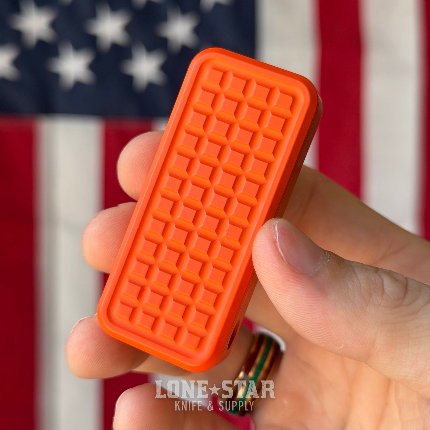 Rivery MFG Zero V2 Utility Knife, Grenade Pattern, Cerakote Hunter's Orange, 6061 Aluminum - Made in USA