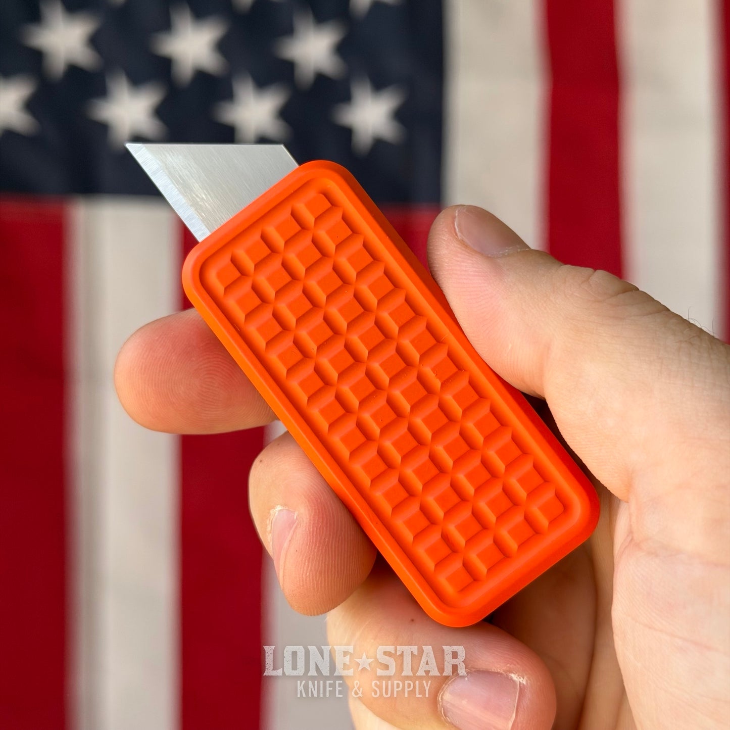 Rivery MFG Zero V2 Utility Knife, Grenade Pattern, Cerakote Hunter's Orange, 6061 Aluminum - Made in USA