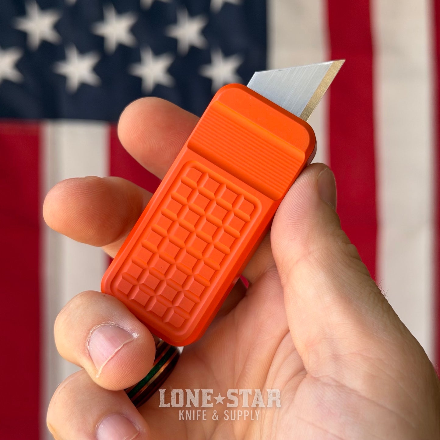 Rivery MFG Zero V2 Utility Knife, Grenade Pattern, Cerakote Hunter's Orange, 6061 Aluminum - Made in USA