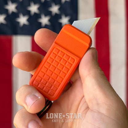 Rivery MFG Zero V2 Utility Knife, Grenade Pattern, Cerakote Hunter's Orange, 6061 Aluminum - Made in USA
