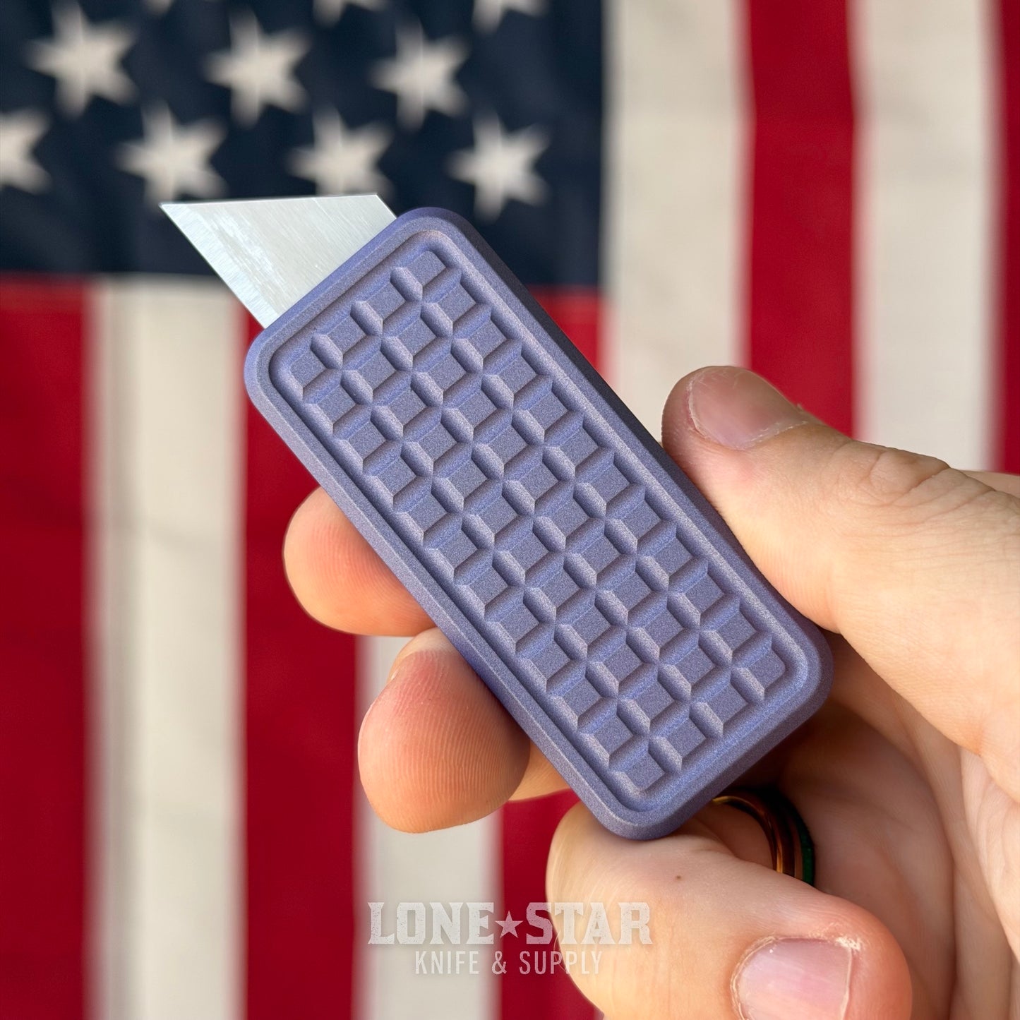 Rivery MFG Zero V2 Utility Knife, Grenade Pattern, Cerakote Crushed Orchid, 6061 Aluminum - Made in USA