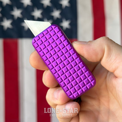 Rivery MFG Zero Utility Knife – Grenade Pattern, 6061 Aluminum, Retractable Blade – Made in USA