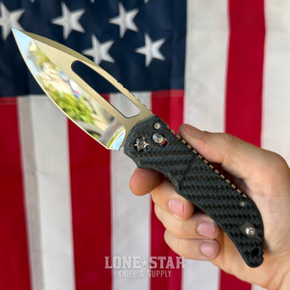 Heretic Koschei Custom Folding Knife - 3.5" Mirror-Polish M390, Carbon Fiber & Abalone - Made in USA (DROP814)