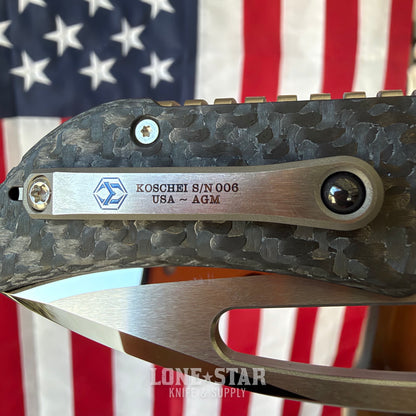 Heretic Koschei Custom Folding Knife - 3.5" Mirror-Polish M390, Carbon Fiber & Abalone - Made in USA (DROP814)