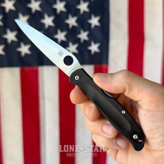 Spyderco Charisma Folding Knife - 3" CTS BD1N, Black FRN Lockback - Made in USA (SC259PBK)