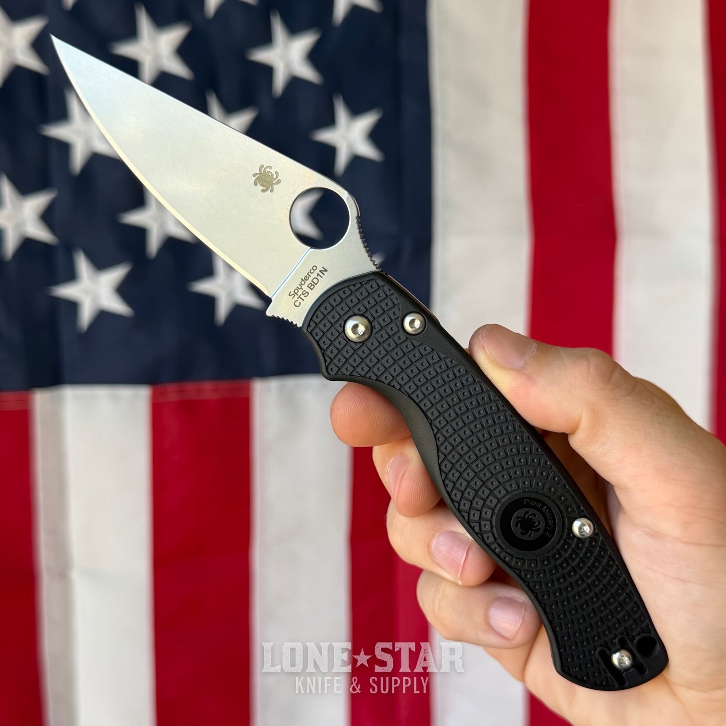 Spyderco Para Military 2 (PM2) Lightweight Folding Knife - 3.47" CTS BD1N, Black FRN - Made in USA (SC81PBK2)