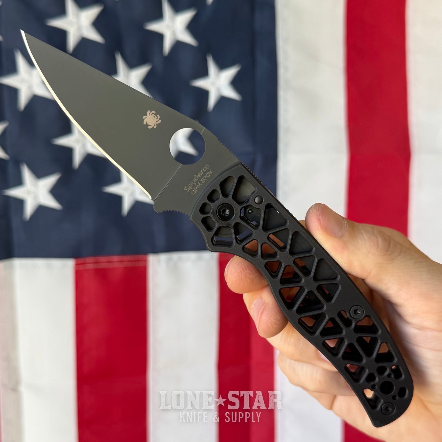 Spyderco Edgerati Folding Knife - 3.57" CPM S30V Black DLC, Black Aluminum - Made in USA (SC266BKALBKP)