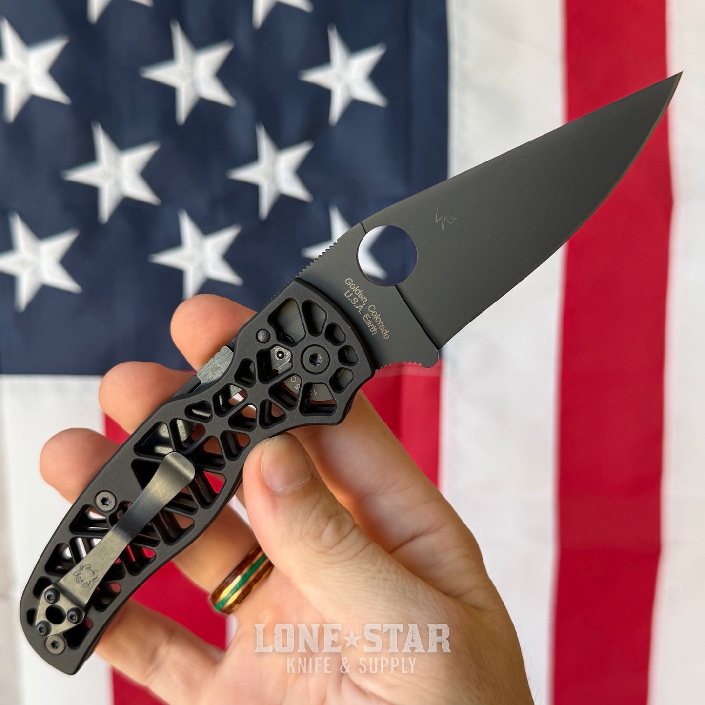Spyderco Edgerati Folding Knife - 3.57" CPM S30V Black DLC, Black Aluminum - Made in USA (SC266BKALBKP)