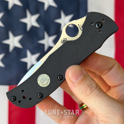 Spyderco Starmate Sprint Run Folding Knife - 3.5" CPM 20CV, Black G10 - Made in USA (SC55G20CVP)