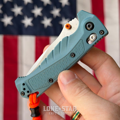 The Back Door: Benchmade Mini Adira Folding Knife - Blue Grivory, 3.21" MagnaCut Drop Point, AXIS Lock - Made in USA (18065) (Trade In)