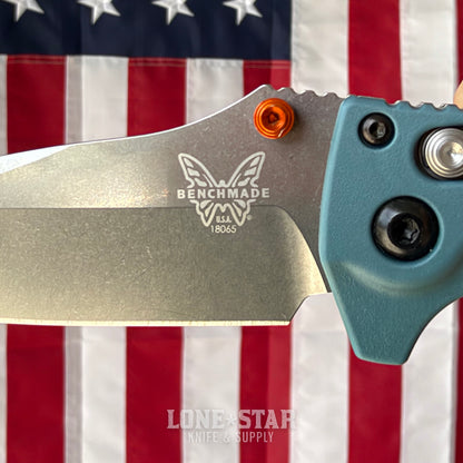 The Back Door: Benchmade Mini Adira Folding Knife - Blue Grivory, 3.21" MagnaCut Drop Point, AXIS Lock - Made in USA (18065) (Trade In)