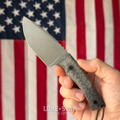 Townsend Knife Co. Big T 3.25" Fixed Blade - CPM 10V 65 HRC, Black Linen Micarta, Redeemed Sheath - Made in USA