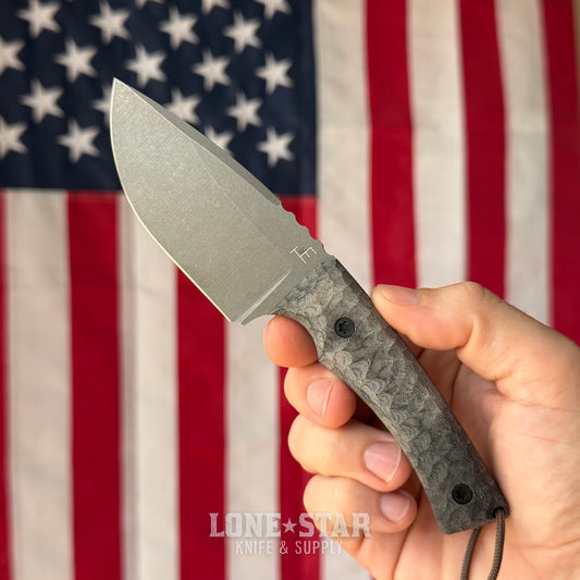 Townsend Knife Co. Big T 3.25" Fixed Blade - CPM 10V 65 HRC, Black Linen Micarta, Redeemed Sheath - Made in USA
