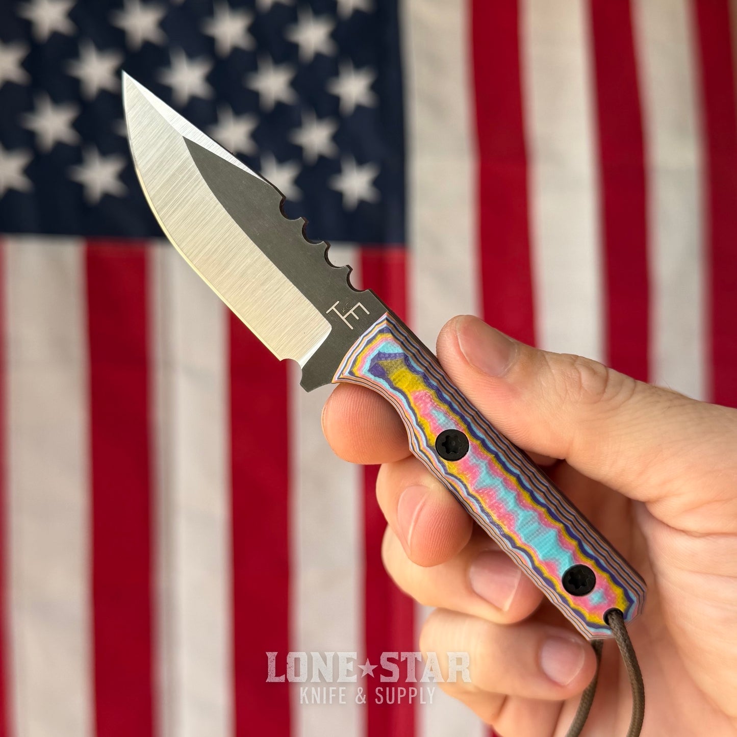 Townsend Knife Co. Mini MC 2.75" Fixed Blade - CPM 10V 65 HRC, Flashback G10, Leather Taco Sheath - Made in USA