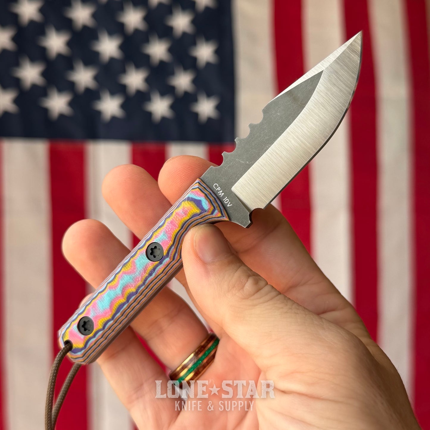 Townsend Knife Co. Mini MC 2.75" Fixed Blade - CPM 10V 65 HRC, Flashback G10, Leather Taco Sheath - Made in USA