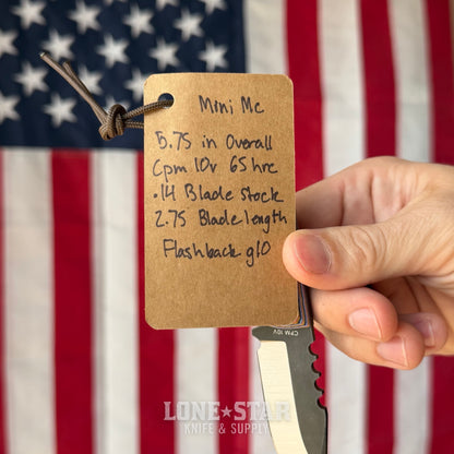 Townsend Knife Co. Mini MC 2.75" Fixed Blade - CPM 10V 65 HRC, Flashback G10, Leather Taco Sheath - Made in USA
