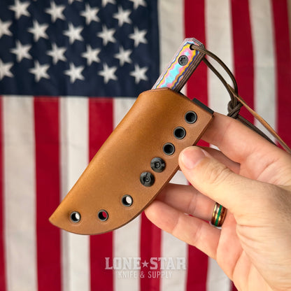 Townsend Knife Co. Mini MC 2.75" Fixed Blade - CPM 10V 65 HRC, Flashback G10, Leather Taco Sheath - Made in USA