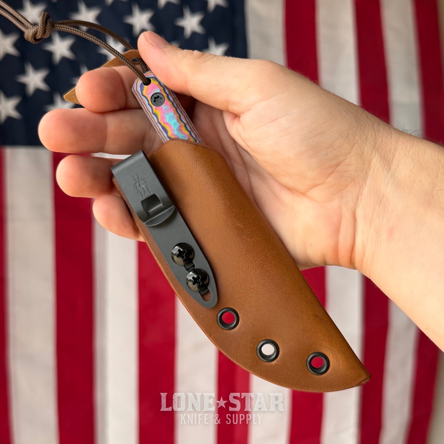 Townsend Knife Co. Mini MC 2.75" Fixed Blade - CPM 10V 65 HRC, Flashback G10, Leather Taco Sheath - Made in USA