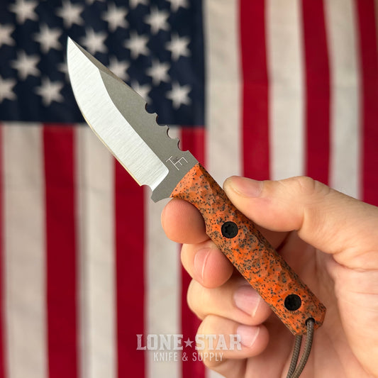 Townsend Knife Co. Mini MC 2.75" Fixed Blade - CPM 10V 65 HRC, Bicolor Blaze GripX, Redeemed Creations Sheath - Made in USA