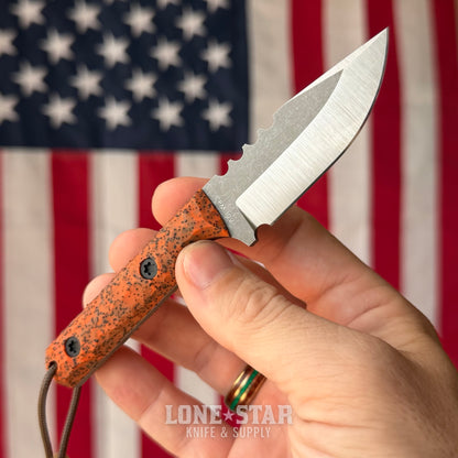 Townsend Knife Co. Mini MC 2.75" Fixed Blade - CPM 10V 65 HRC, Bicolor Blaze GripX, Redeemed Creations Sheath - Made in USA