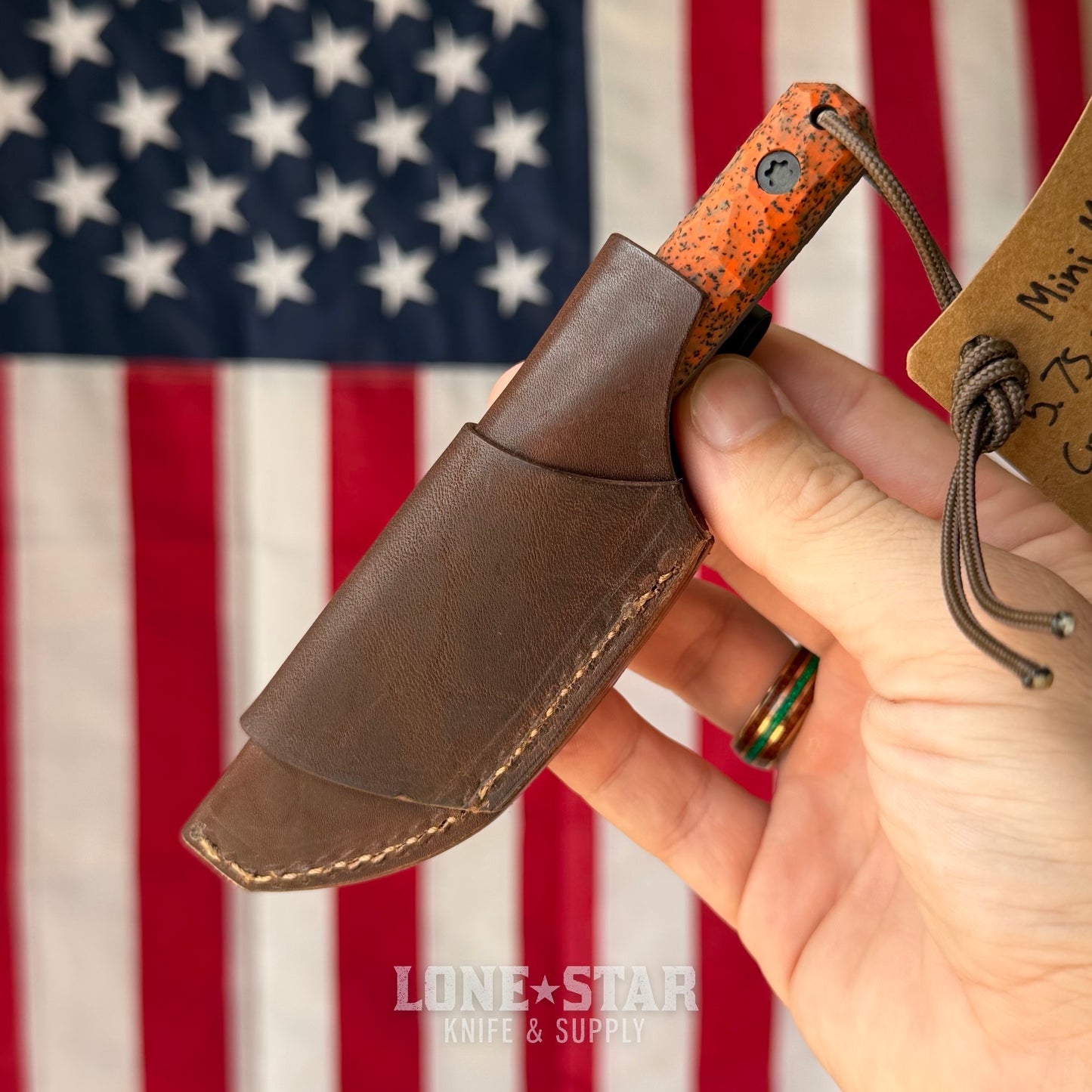 Townsend Knife Co. Mini MC 2.75" Fixed Blade - CPM 10V 65 HRC, Bicolor Blaze GripX, Redeemed Creations Sheath - Made in USA