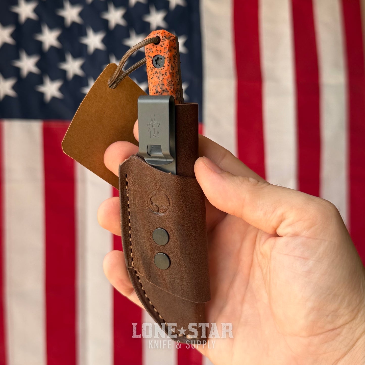 Townsend Knife Co. Mini MC 2.75" Fixed Blade - CPM 10V 65 HRC, Bicolor Blaze GripX, Redeemed Creations Sheath - Made in USA