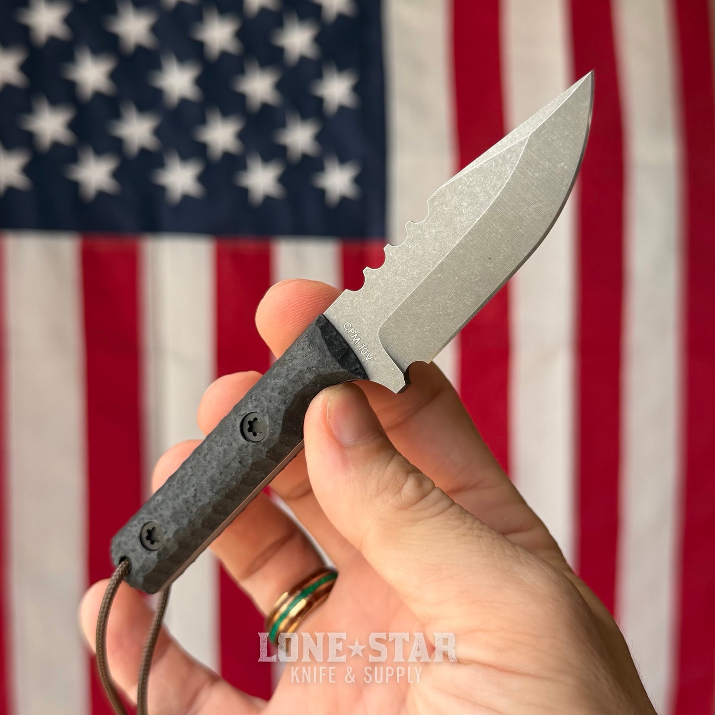 Townsend Knife Co. Mini MC 2.75" Fixed Blade - CPM 10V 65 HRC, Granite GripX, Leather Taco Sheath - Made in USA