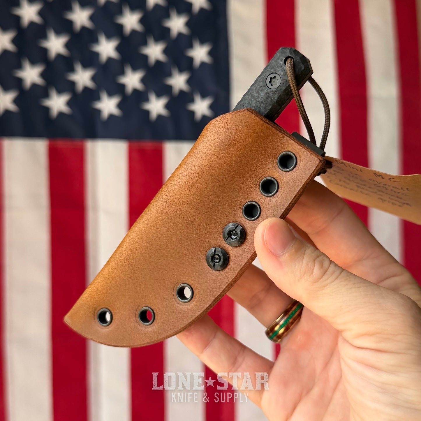Townsend Knife Co. Mini MC 2.75" Fixed Blade - CPM 10V 65 HRC, Granite GripX, Leather Taco Sheath - Made in USA