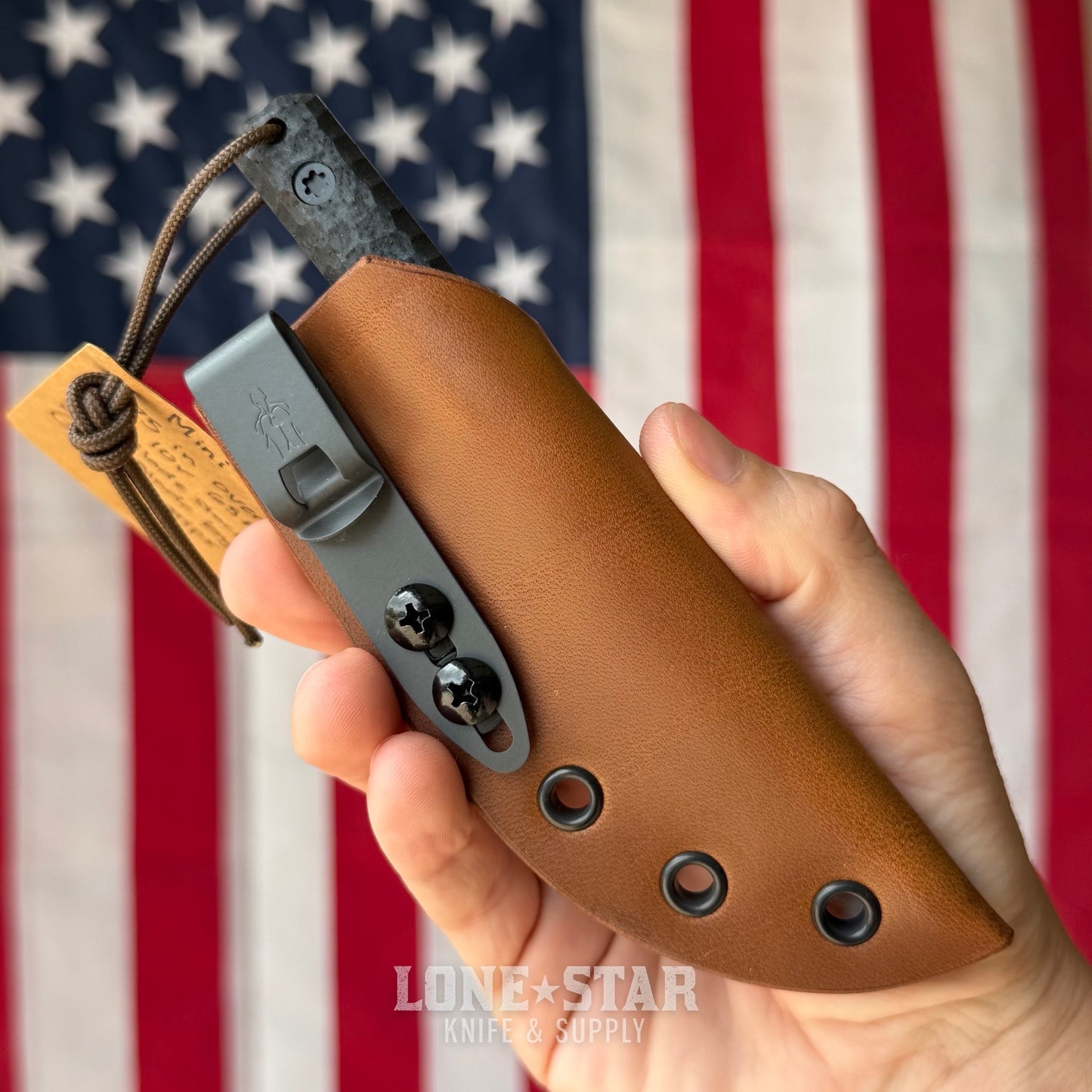 Townsend Knife Co. Mini MC 2.75" Fixed Blade - CPM 10V 65 HRC, Granite GripX, Leather Taco Sheath - Made in USA