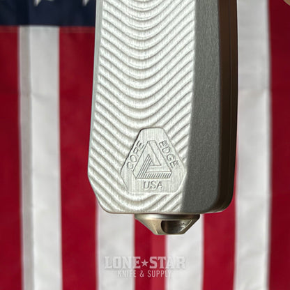 Core Edge USA 0331 Pulsar OTF Auto Knife - Natural Aluminum, 3.35" MagnaCut Drop Point, Single Edge - Made in USA