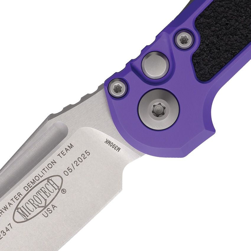 LUDT Gen III Automatic Knife – Purple Anodized Aluminum Handle, M390MK Tanto Blade, Button Lock – Made in USA (MCT113610PU)