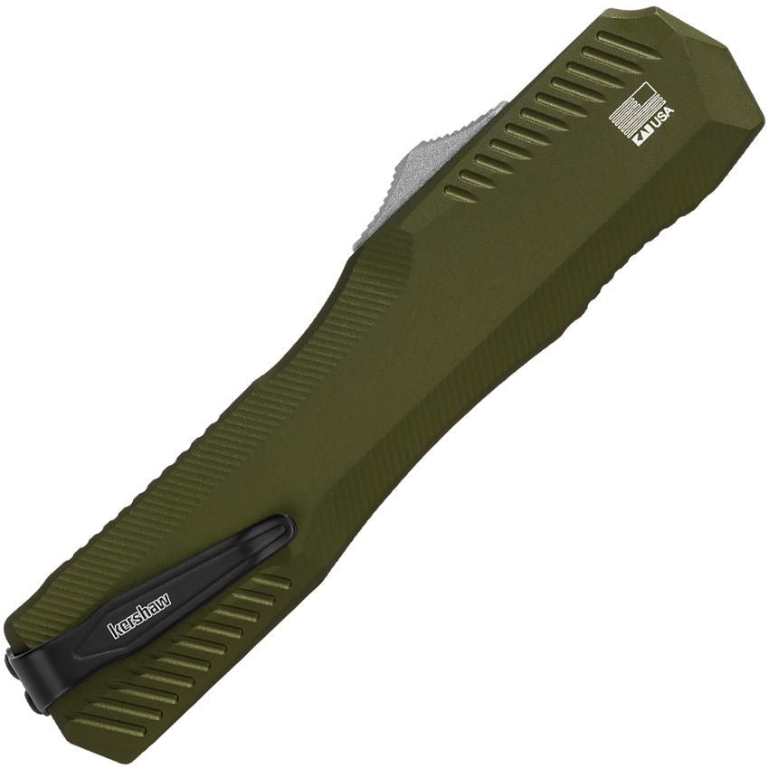 Livewire OTF Automatic Knife – CPM MagnaCut Blade, Olive Green Aluminum Handle – Made in USA (KS9000OL)