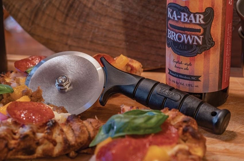 KA-BAR Tactical Pizza Cutter, USA Made Stainless Steel Wheel, Black Handle (9927)