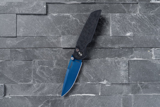 Pro-Tech TR-3 Integrity Manual, 3.5" Denim PVD MagnaCut, Topographic Textured Black Aluminum, CCKS Fall 2026 - Made in USA (CCKSF26.INT.1)