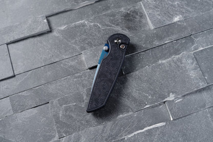 Pro-Tech TR-3 Integrity Manual, 3.5" Denim PVD MagnaCut, Topographic Textured Black Aluminum, CCKS Fall 2026 - Made in USA (CCKSF26.INT.1)