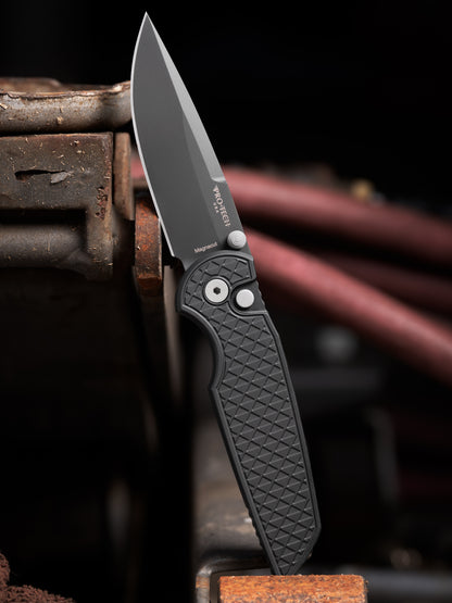 Pro-Tech TR-3 Integrity Manual Knife - Relic Black Handle, DLC MagnaCut Blade (INT1106)