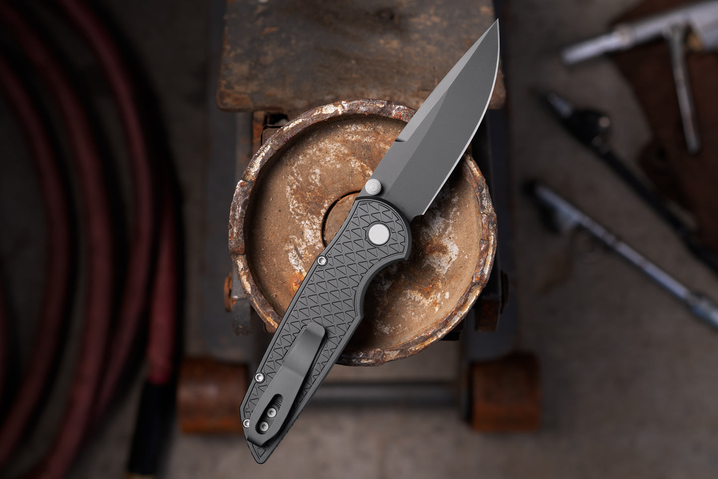 Pro-Tech TR-3 Integrity Manual Knife - Relic Black Handle, DLC MagnaCut Blade (INT1106)