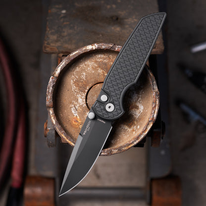 Pro-Tech TR-3 Integrity Manual Knife - Relic Black Handle, DLC MagnaCut Blade (INT1106)