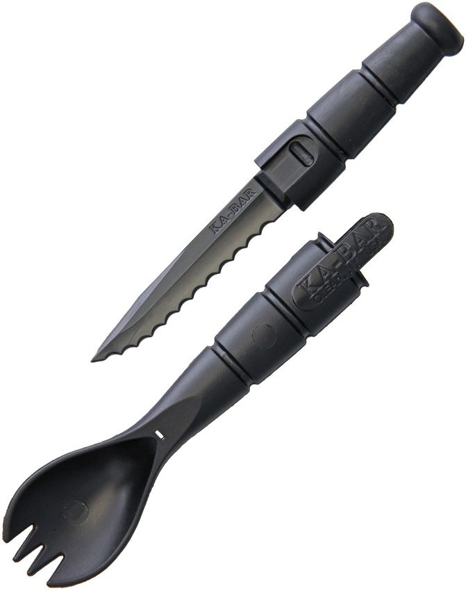 KA-BAR Tactical Spork – Black Grilamid with Hidden 2.5″ Serrated Knife – Made in USA (KA9909)